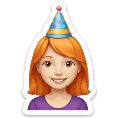 party hatted orange haired girl sticker
