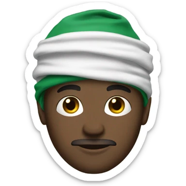 White dude with tattoos wearing green scarf on head  sticker