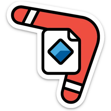 boomerang icon with Power Pages logo in the center, playful, red and white, outlined color style sticker
