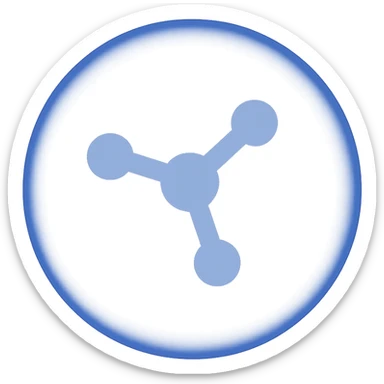Reimagine the Razer Synapse logo in a minimalistic, flat blue style consistent with previous icons in this style. Replace the green circle with a blue one, and use blue shades for the molecule symbol. Keep the design clean and simple, with a fully transparent background, minimal use of other colors, and prioritize clarity and recognizability. sticker