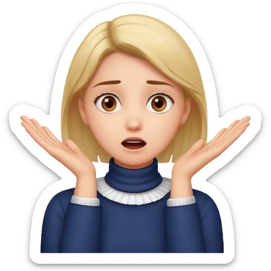 girl with hands on her neck, surprised expression sticker