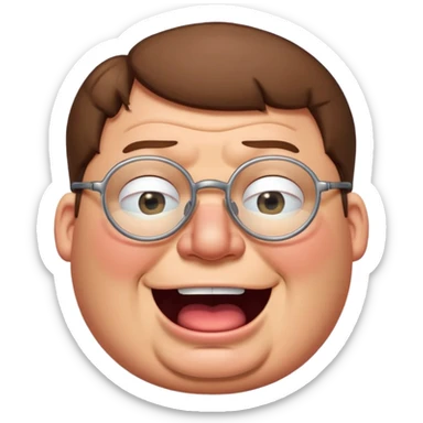 cartoon peter griffin with glasses as a laughing crying emoji in family guy art style sticker