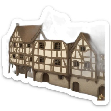 medieval town hall with "town hall" letters on it sticker