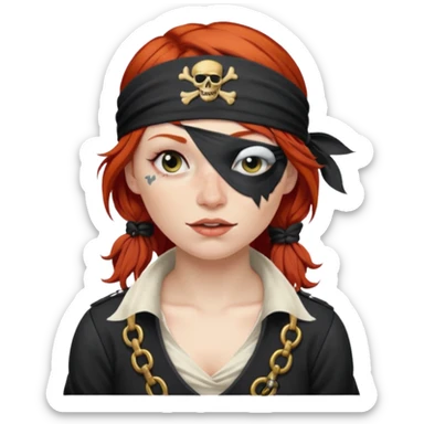 pirate redhead woman drunk sticker
