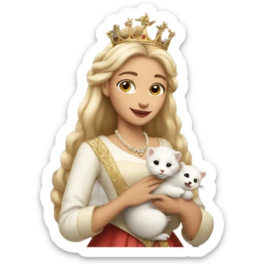 Queen holding a pet white ferret sticker