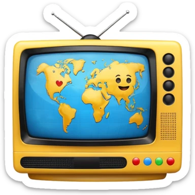 Tv with an globe with emojis sticker