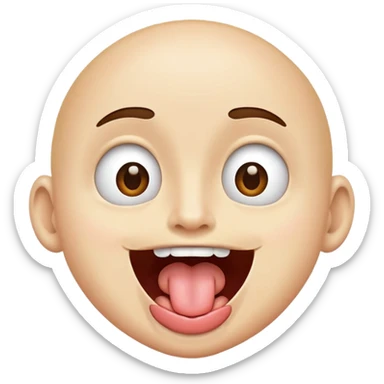 Eyes wide open with tongue sticking out of mouth sticker