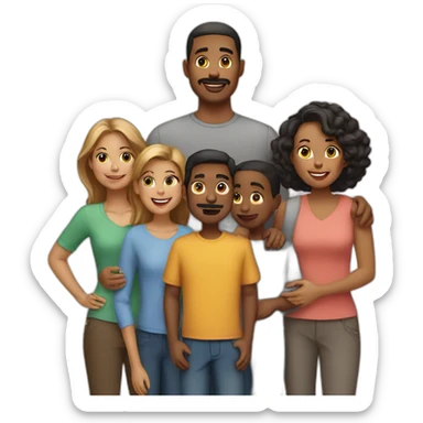 family of 5 adults and 2 children. sticker