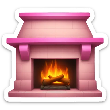 Fireplace with pink fire sticker