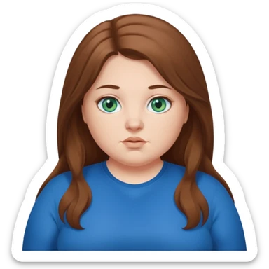 Fat white girl with blue green eyes. with brown long hair and blue clothes  sticker