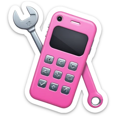 pink girly cellphone with a wrench sticker