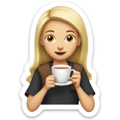 Girl sipping tea sticker