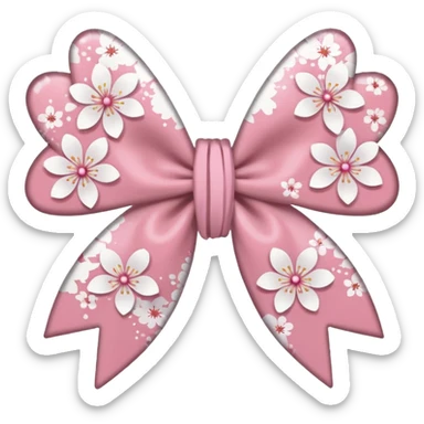 white sakura flower with a bow and paint splatter pattern petals sticker