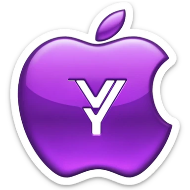 yuan sign symbol in metallic purple color, apple emoji style, no text sticker
