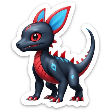 Cute Shiny Guilmon-Salandit-Umbreon-Fakémon-hybrid-creature (full body)  sticker
