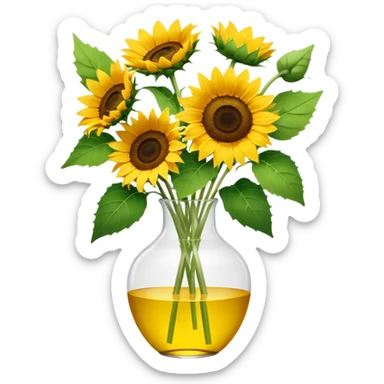 sunflower bouquet in a clear vase with scandinavian minimalist vibe sticker