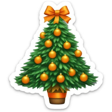 A Christmas tree with orange bows on it sticker