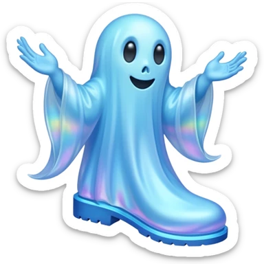 A holographic ghost with two boots sticker