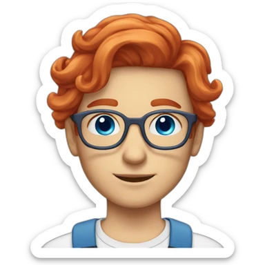 Red head with blue eyes long hair glasses fairy core sticker