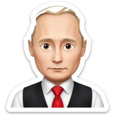 putin in vest with tie sticker