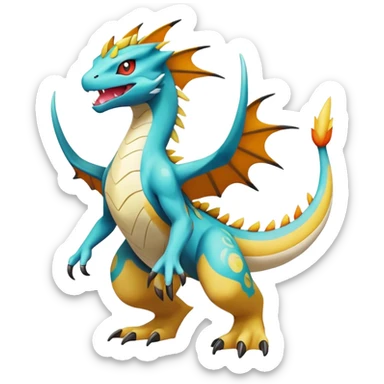 exotic fantasy-creature-Fakémon-Pokémon, full body, with random markings sticker