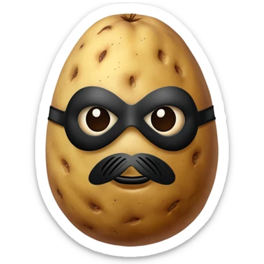 potato with a black mask sticker