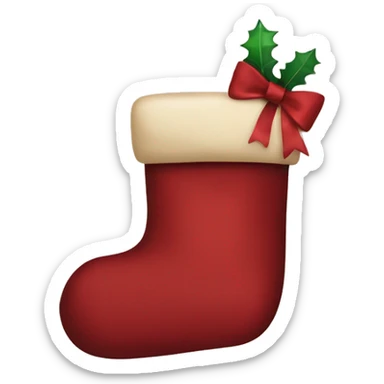 Dark red Christmas stocking with beige bow on top sticker