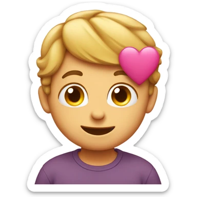 shy emoji with hearts around his head sticker