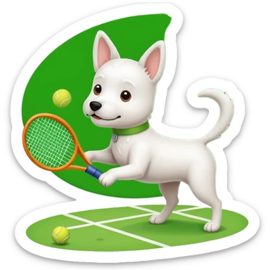 Un chien qui joue au tennis  sticker