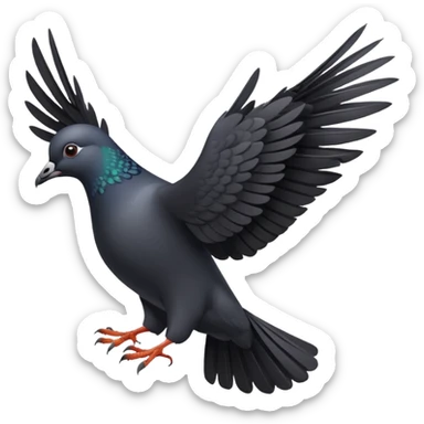 black pigeon flying sticker