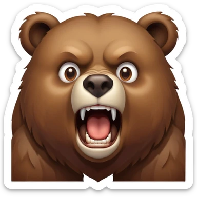 create a bear that screams and has eyes in different directions, bust sticker