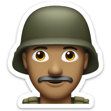 Guy with goatee wearing high cut military helmet sticker