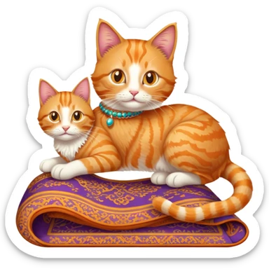 cat riding a magic carpet sticker
