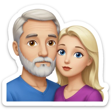 Man with hazel eyes and gray beard kissing blonde blue-eyed  woman sticker