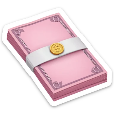 a pink piece of cash sticker