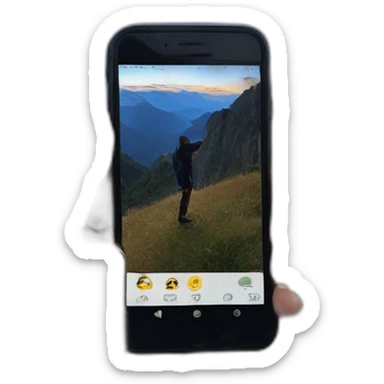 Boy German take a photo while sunrise at the mointain sticker