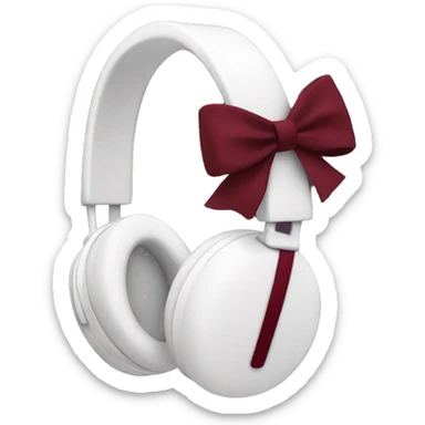 White headphones with burgundy bow sticker
