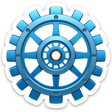 gear with circuit-style connected nodes, representing global system configuration and connectivity. sticker