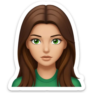 Kendal Jenner with green eyes and brown long hair and Carmel skin  sticker