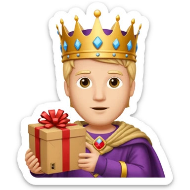 King Alexander hold carton box gift sticker