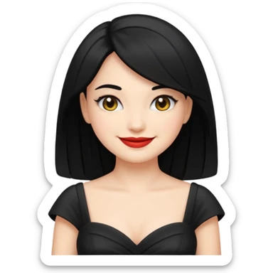 “Emoji girl, femme fatale, black hair. megan fox vibes black dress sticker
