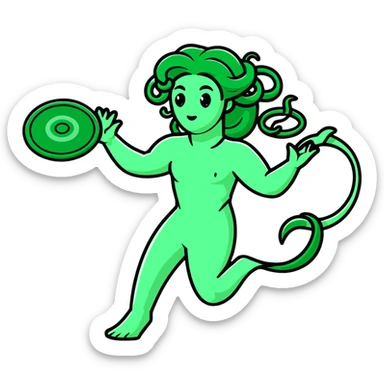 medusa throwing a frisbee sticker