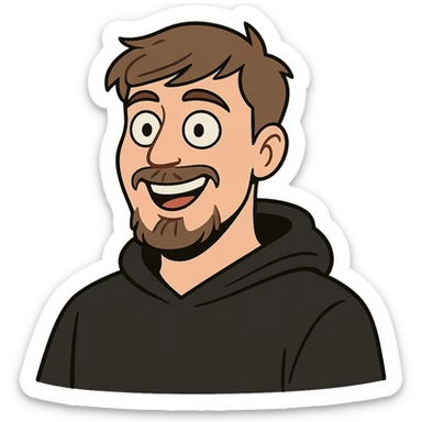MrBeast, famous YouTuber, smiling, cartoon style, no text sticker