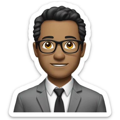 Lee Wetherington has Short black hair with gray on the sides, light skin, wearing black rectangular glasses, in a grey blazer and white button up shirt, no tie sticker