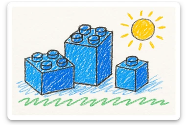 blue children's toy blocks, no letters, simple, playful, clean design sticker