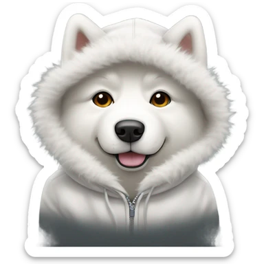 Samoyed wearing a hoodie  sticker