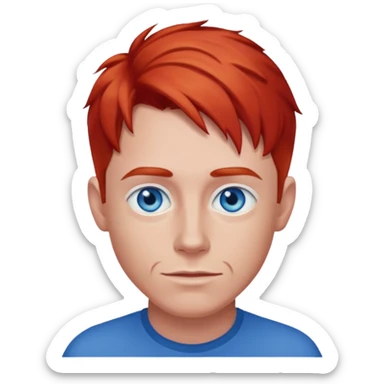 Dave Farrell with blue eyes, red hair sticker