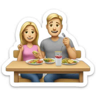 White Parents eating lunch sticker
