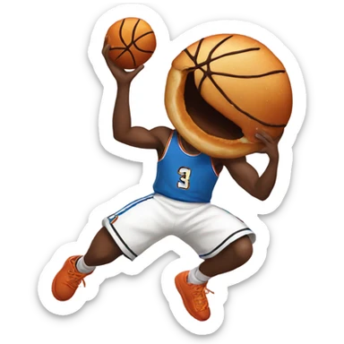 White man dunking a donut as a basketball  sticker