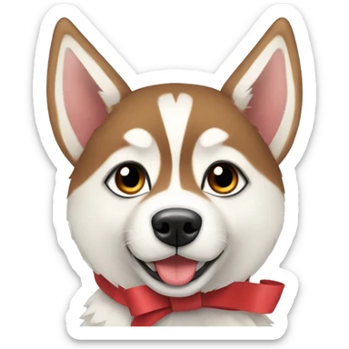 Red Siberian husky with bows sticker